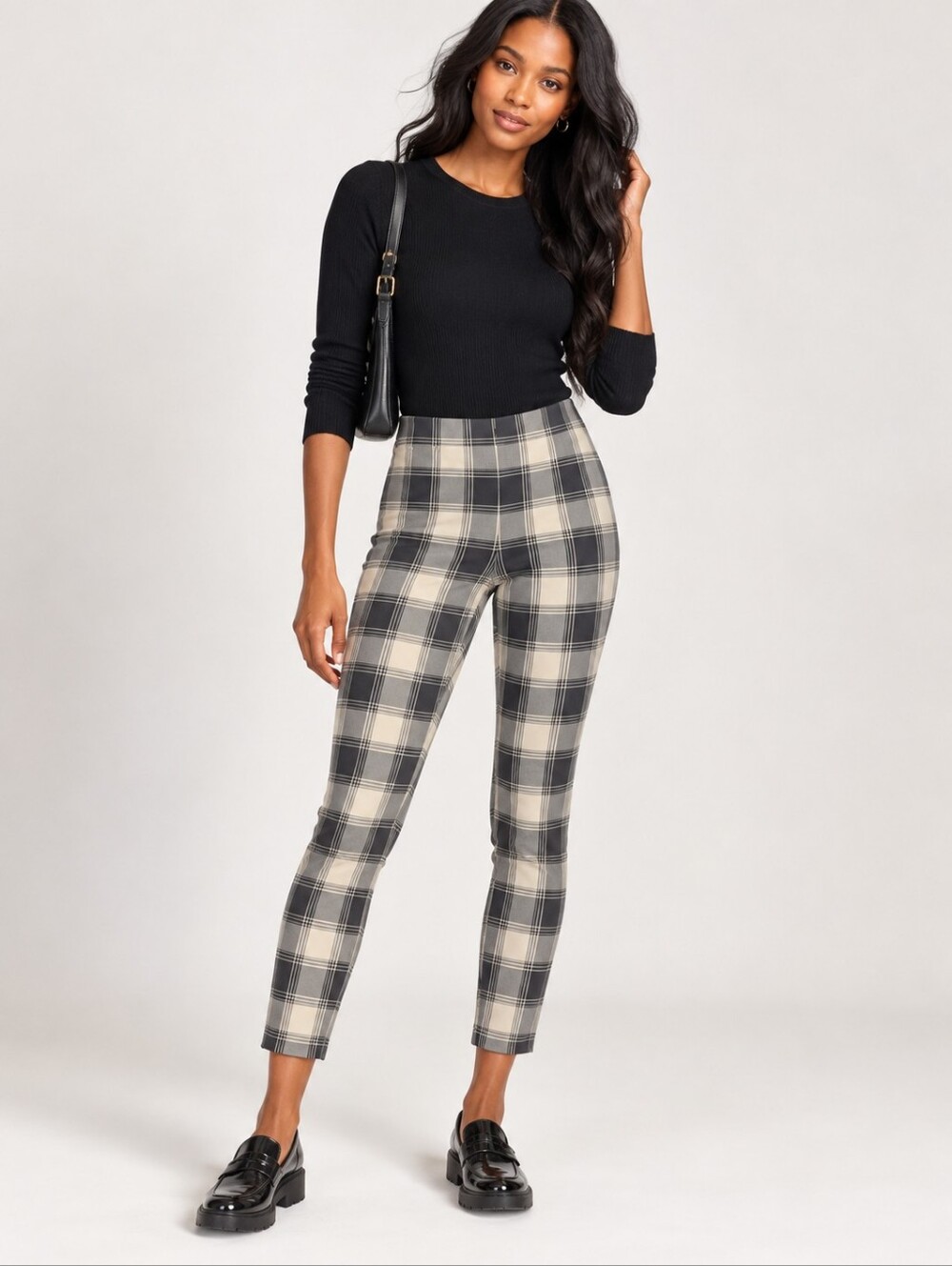 ❤️ NWOT! RAG & BONE SIMONE HIGH RISE SKINNY ANKLE PANTS IN GRAY PLAID CHECK, 2